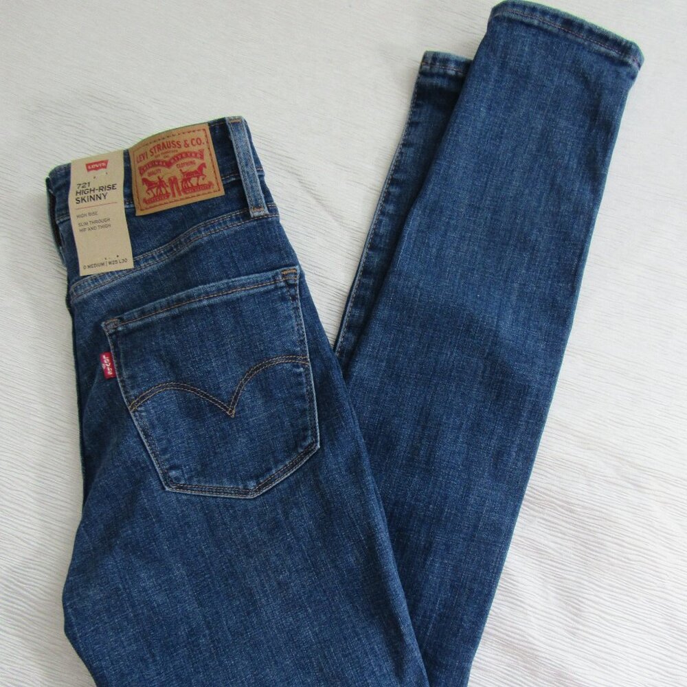 Levi's NWT 721 High Rise Skinny Jeans 0 Medium (25 x 30) New!